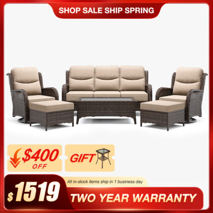 Lalaly 6-Piece Outdoor Sofa Set – Stylish and Comfortable Patio Furniture Collection